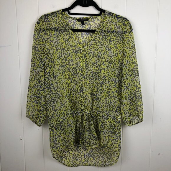 Banana Republic Womens Blouse Sheer V-Neck Draw String at Waist Small - Picture 1 of 11